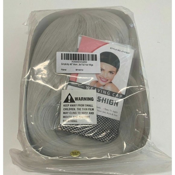 Long Flowing Silver Wig 40" Role Play Dress up Halloween Parties Wig Cap  NEW - Picture 3 of 12